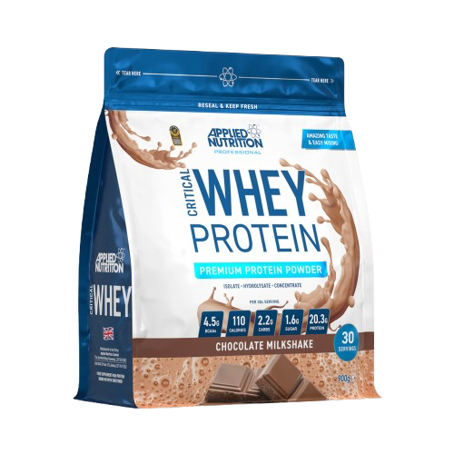 Pacote 900g do Critical Whey Applied Nutrition – suplemento proteico com whey triplo, BCAAs e glutamina para crescimento e recuperação muscular. BIGFORCESTORE
