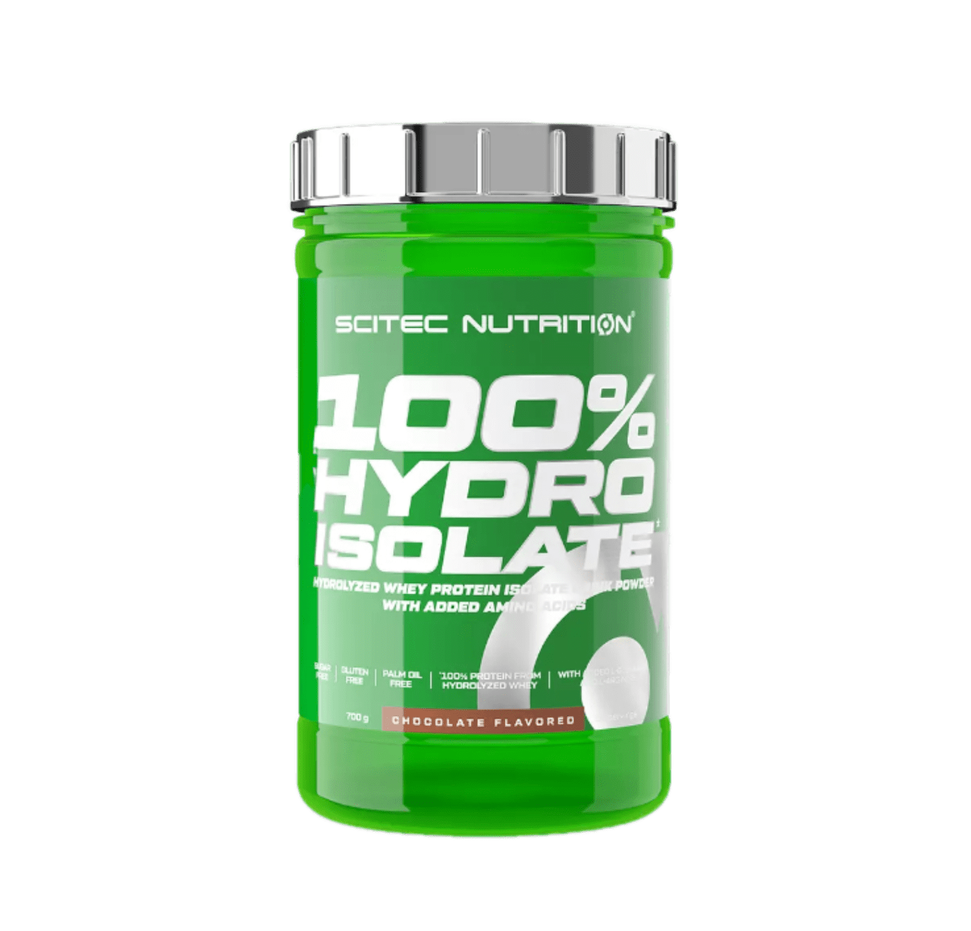 Pote de proteína Scitec 100% Hydro Isolate 700g – whey isolado e hidrolisado com glutamina e arginina, rápida absorção e fórmula sem glúten nem açúcar. BIGFORCESTORE