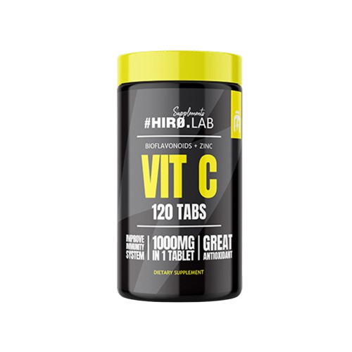 Frasco de 120 comprimidos de Vitamina C 1000 mg Hiro.Lab – suplemento antioxidante e imunoestimulante para pele, energia e saúde global. BIGFORCESTORE