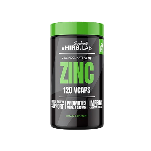 Frasco de 120 cápsulas vegetais Zinco Hiro.lab — suplemento com 15 mg de zinco para imunidade, pele saudável, energia e bem-estar geral. BIGFROCESTORE