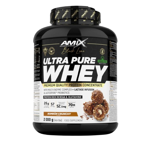 Pote 2KG de Ultra Pure Whey Black Line da Amix – proteína de soro concentrada premium com enzimas digestivas e probióticos para recuperação e performance. BIGFORCESTORE