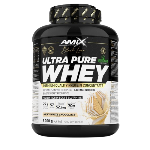 Pote 2KG de Ultra Pure Whey Black Line da Amix – proteína de soro concentrada premium com enzimas digestivas e probióticos para recuperação e performance. BIGFORCESTORE