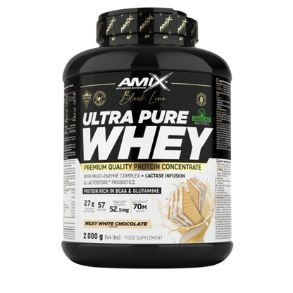 Pote 2KG de Ultra Pure Whey Black Line da Amix – proteína de soro concentrada premium com enzimas digestivas e probióticos para recuperação e performance. BIGFORCESTORE