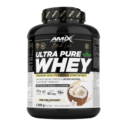 Pote 2KG de Ultra Pure Whey Black Line da Amix – proteína de soro concentrada premium com enzimas digestivas e probióticos para recuperação e performance. BIGFORCESTORE