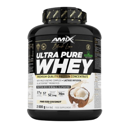Pote 2KG de Ultra Pure Whey Black Line da Amix – proteína de soro concentrada premium com enzimas digestivas e probióticos para recuperação e performance. BIGFORCESTORE