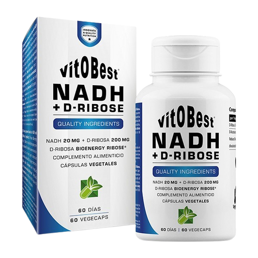 NADH + D-Ribose Vitobest 60 VegeCaps. Suplemento com NADH e Bioenergy Ribose® de elevada qualidade.